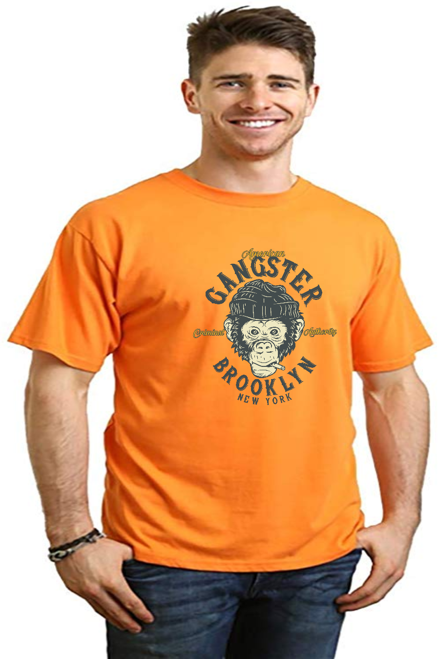 Gangster Brooklyn Men's Bamboo Viscose/Organic Cotton Short Sleeve Graphic T-Shirt