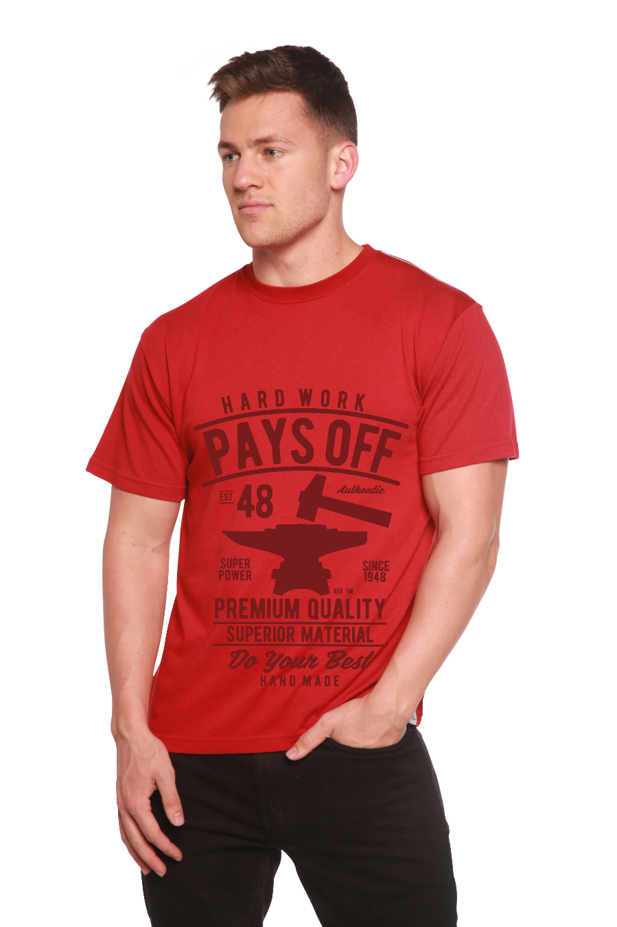 Hard Work Pays Men's Bamboo Viscose/Organic Cotton Short Sleeve Graphic T-Shirt