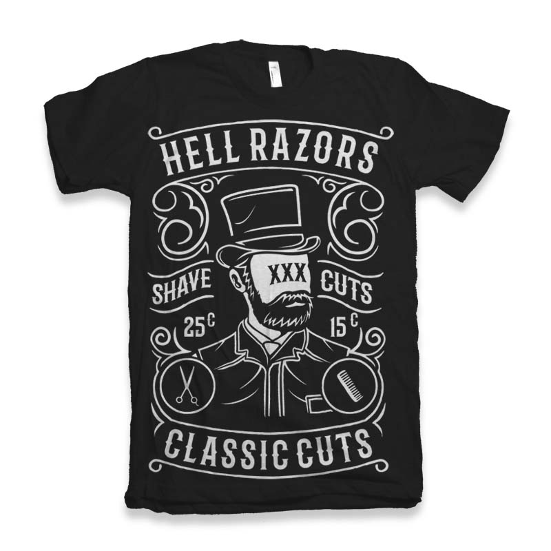Hell Razors Men's Bamboo Viscose/Organic Cotton Short Sleeve Graphic T-Shirt