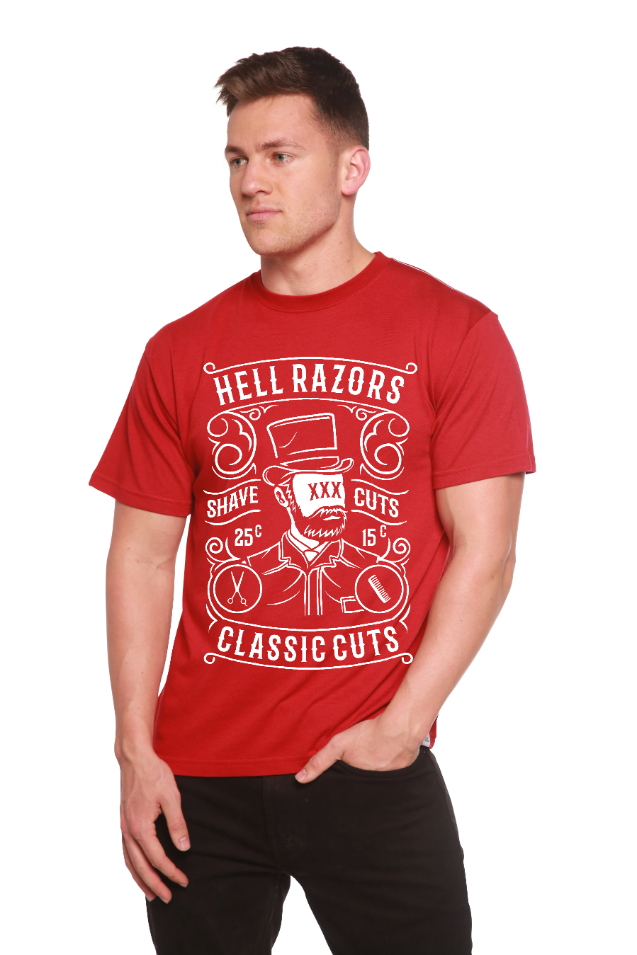 Hell Razors Men's Bamboo Viscose/Organic Cotton Short Sleeve Graphic T-Shirt