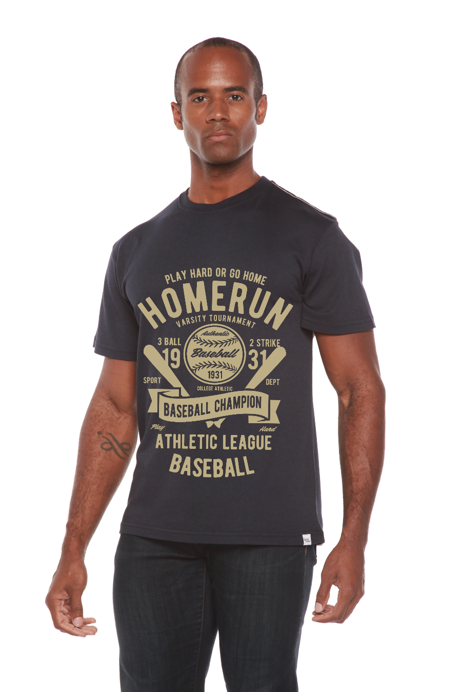 Homerun Baseball Men's Bamboo Viscose/Organic Cotton Short Sleeve Graphic T-Shirt