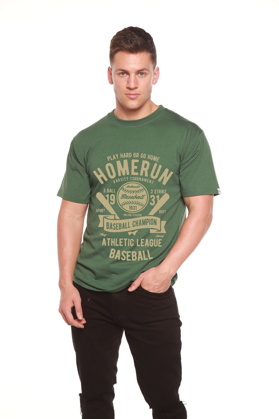 Homerun Baseball Men's Bamboo Viscose/Organic Cotton Short Sleeve Graphic T-Shirt