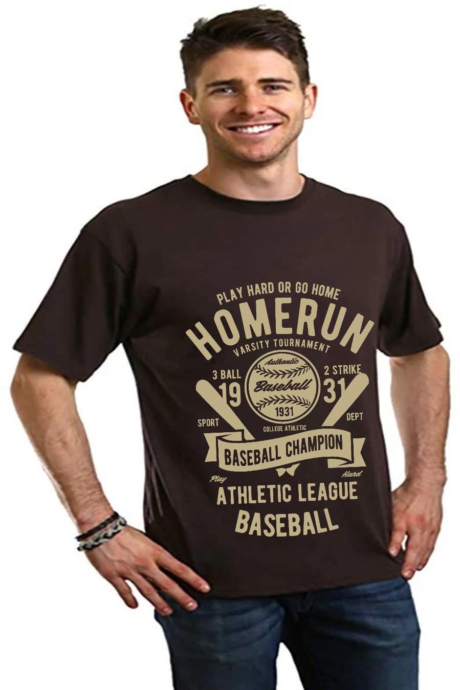 Homerun Baseball Men's Bamboo Viscose/Organic Cotton Short Sleeve Graphic T-Shirt