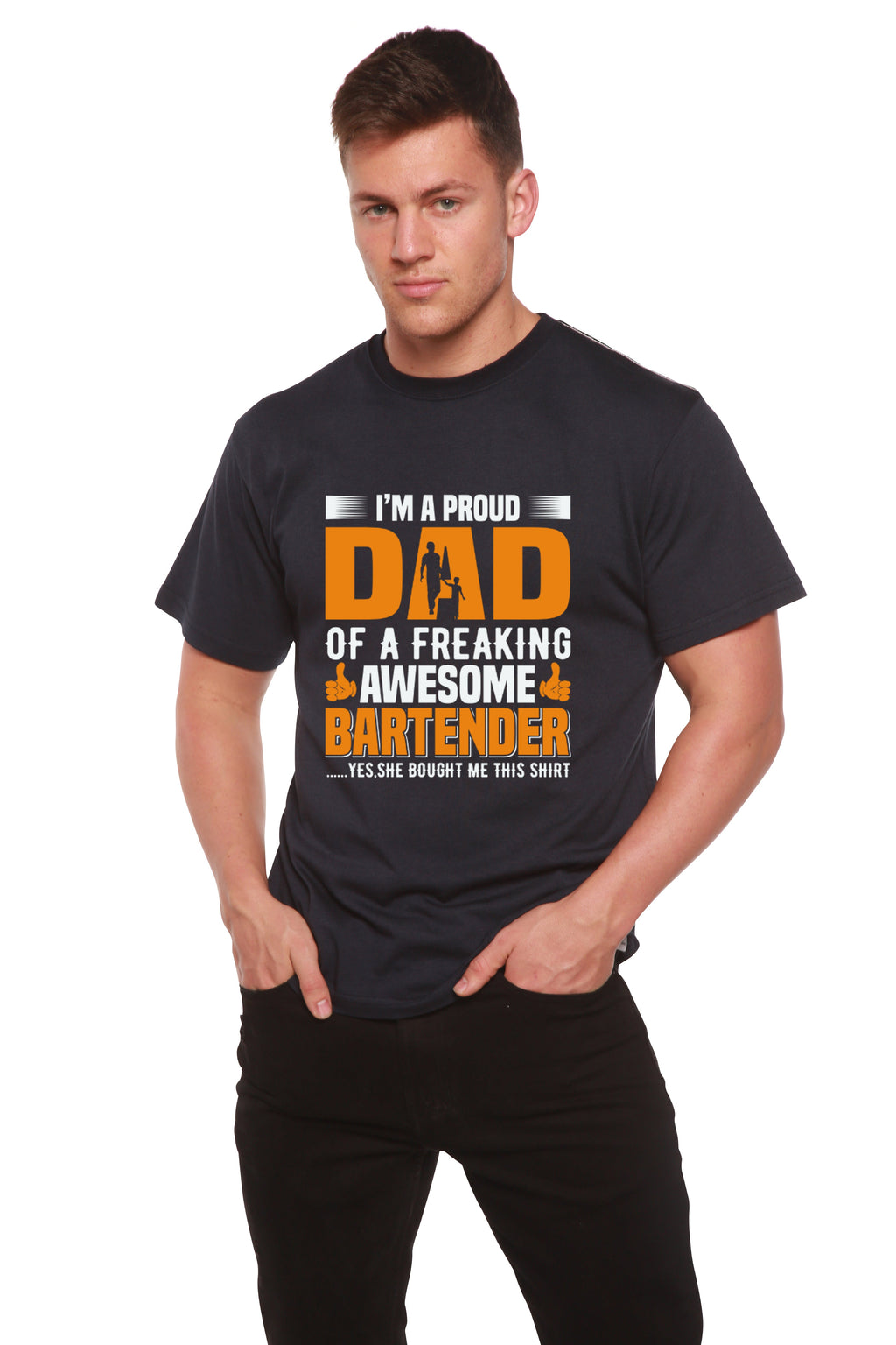 I'm a Proud Dad Men's Bamboo Viscose/Organic Cotton Short Sleeve Graphic T-Shirt