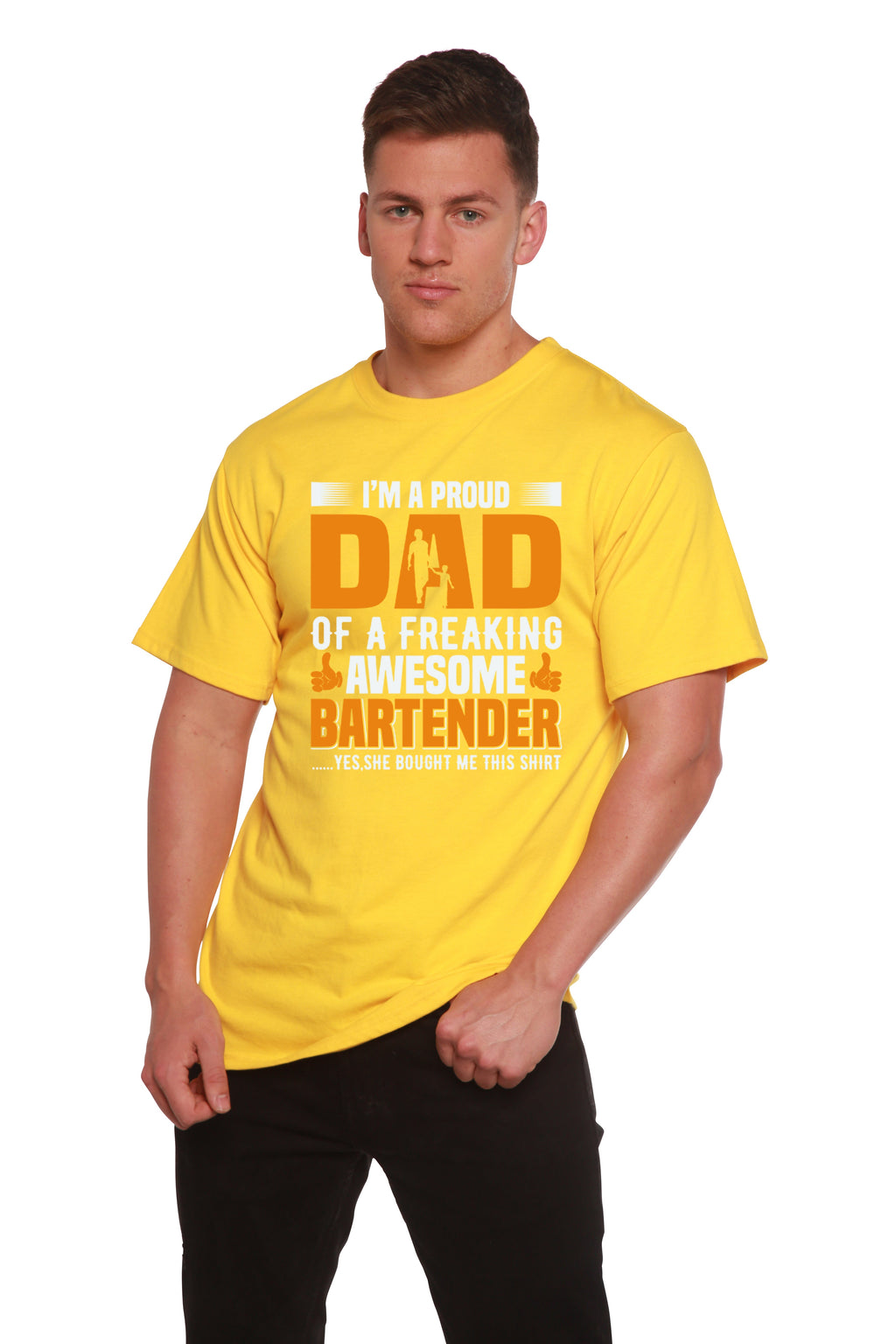 I'm a Proud Dad Men's Bamboo Viscose/Organic Cotton Short Sleeve Graphic T-Shirt