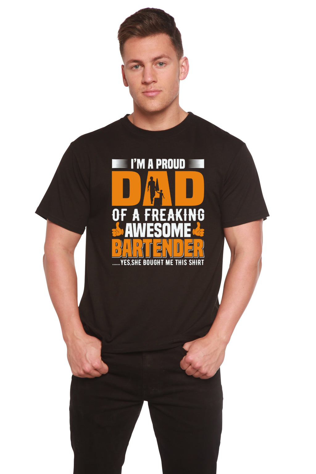 I'm a Proud Dad Men's Bamboo Viscose/Organic Cotton Short Sleeve Graphic T-Shirt