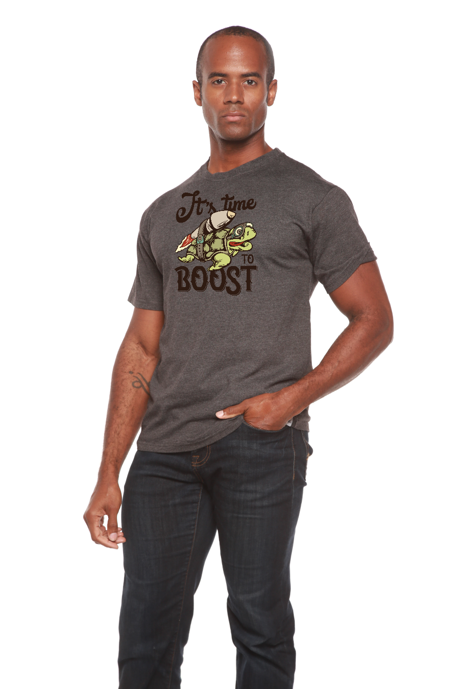 It`s time to BOOST Men's Bamboo Viscose/Organic Cotton Short Sleeve Graphic T-Shirt