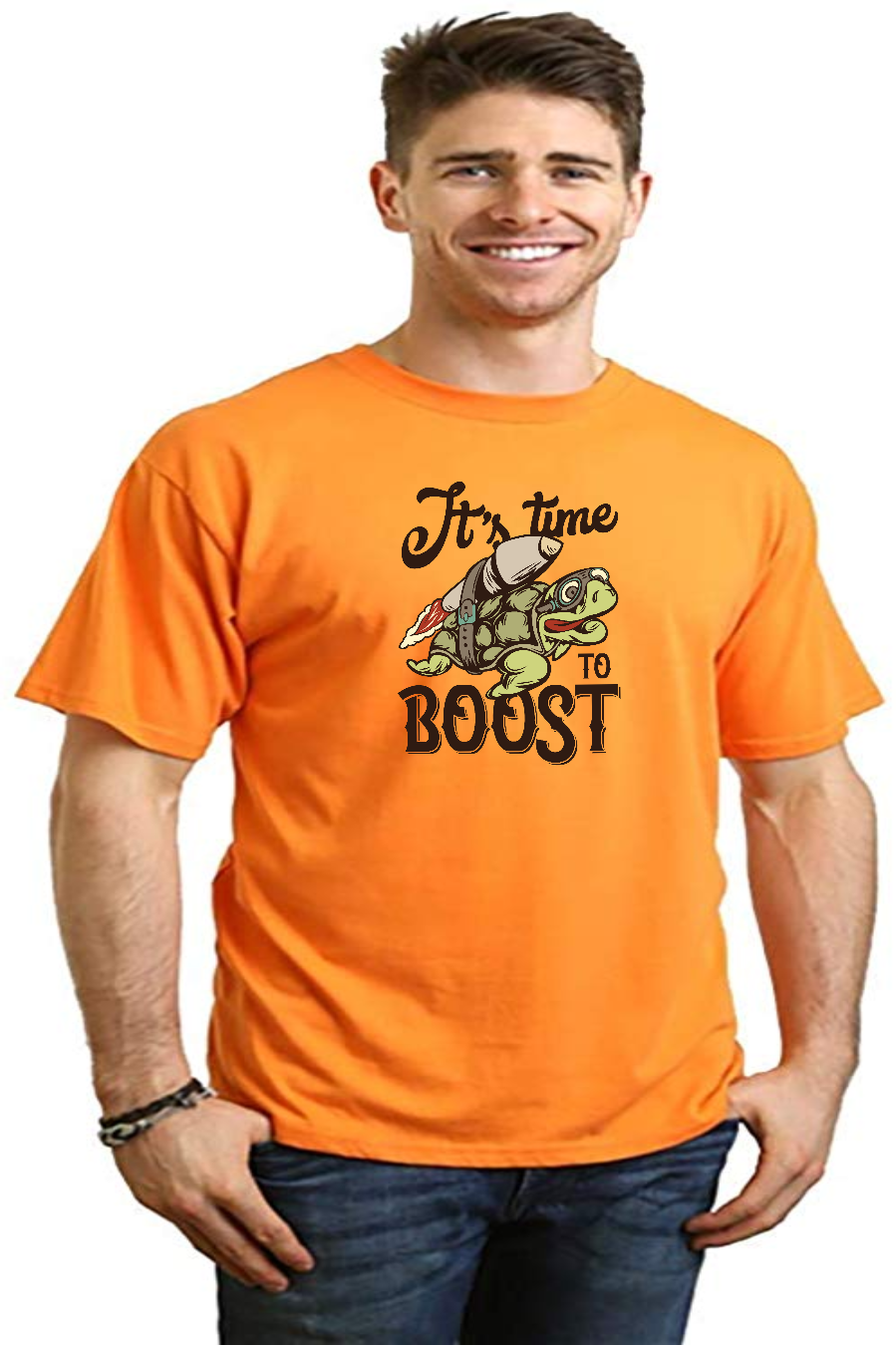 It`s time to BOOST Men's Bamboo Viscose/Organic Cotton Short Sleeve Graphic T-Shirt