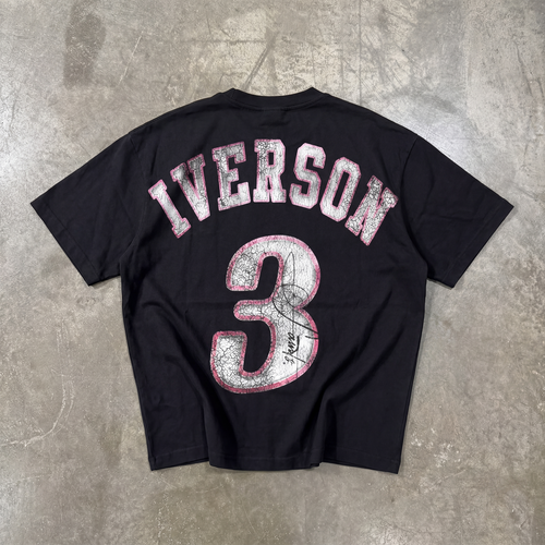 Basketball Black Tee Regular Fit Streetwear 76ers Unisex AI Iverson Short Sleeve 220GSM