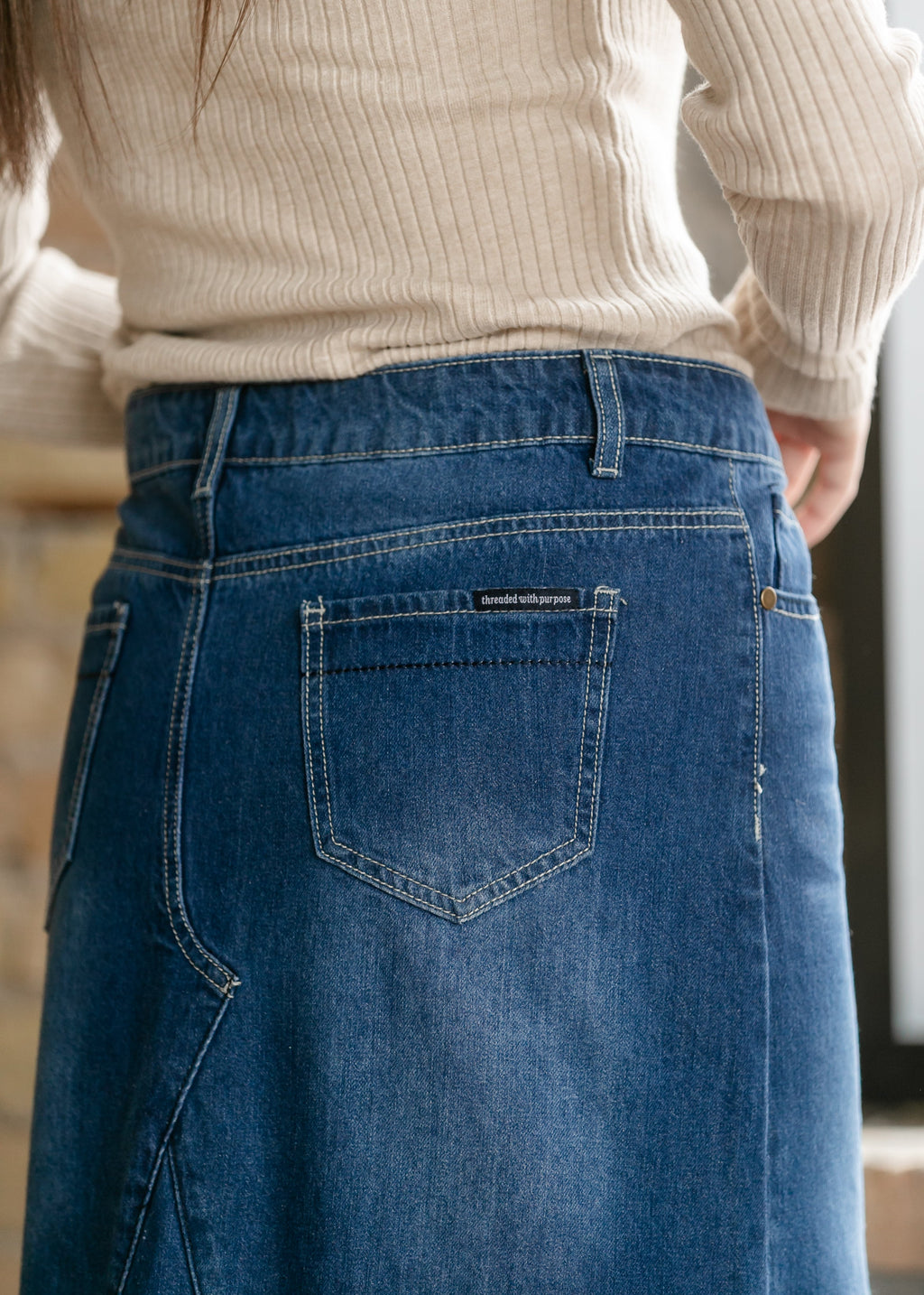 Jennifer A-Line Long Denim Skirt