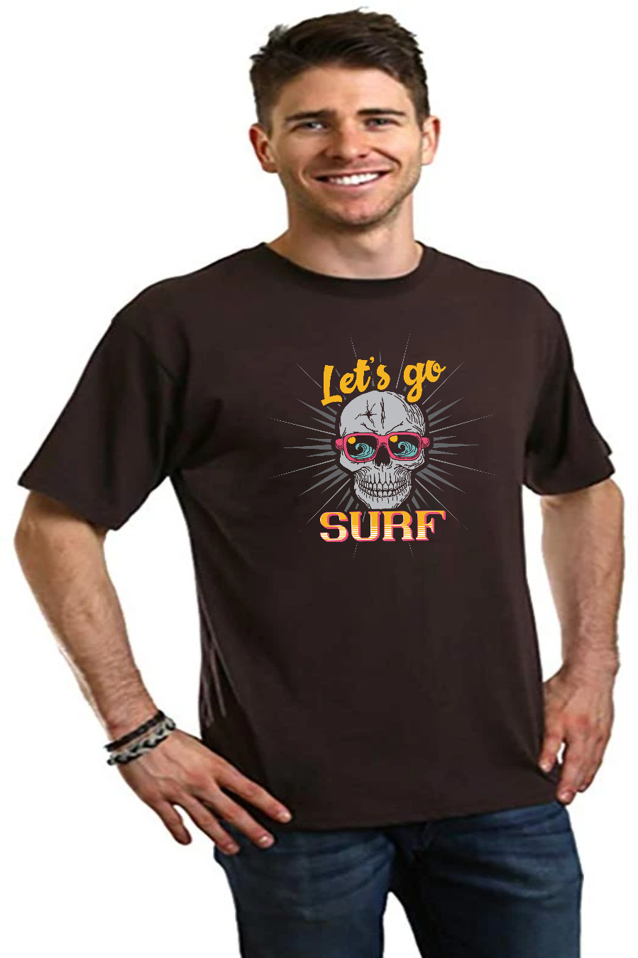 Let`s go SURF Men's Bamboo Viscose/Organic Cotton Short Sleeve Graphic T-Shirt