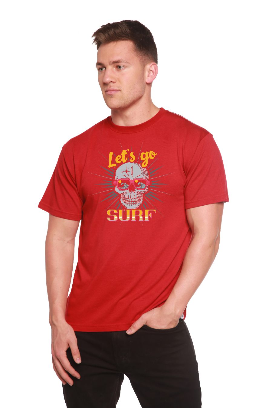Let`s go SURF Men's Bamboo Viscose/Organic Cotton Short Sleeve Graphic T-Shirt