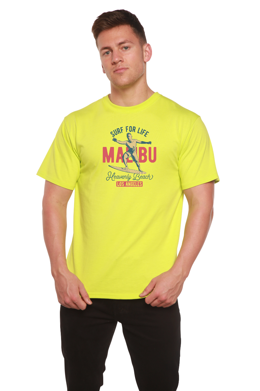 MALIBU Men's Bamboo Viscose/Organic Cotton Short Sleeve Graphic T-Shirt