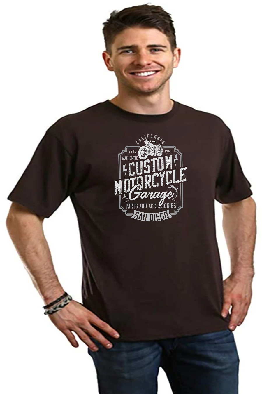 Mototrcycle Garage Men's Bamboo Viscose/Organic Cotton Short Sleeve Graphic T-Shirt