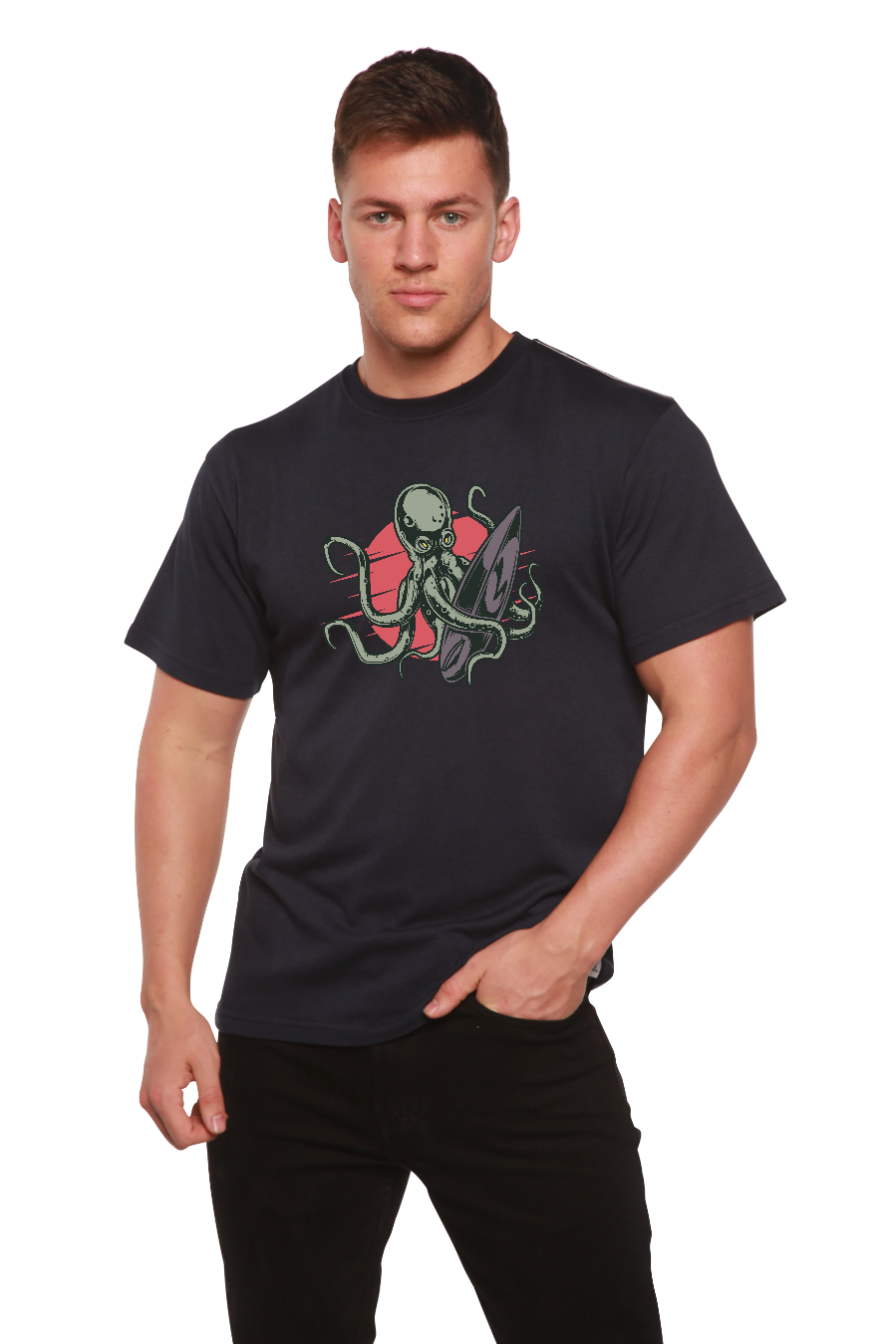 Octopus Men's Bamboo Viscose/Organic Cotton Short Sleeve Graphic T-Shirt