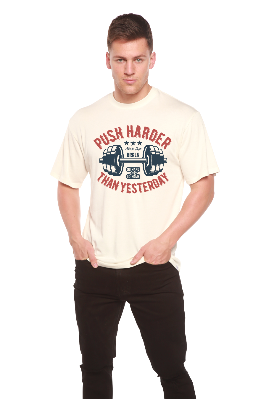 Push Harder Men's Bamboo Viscose/Organic Cotton Short Sleeve Graphic T-Shirt