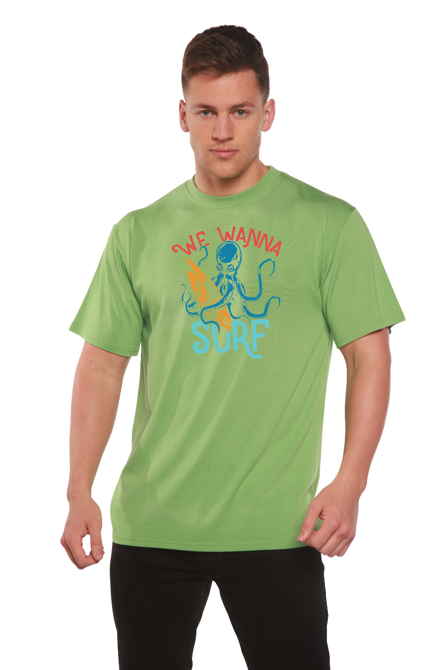 We Wanna Surf Men's Bamboo Viscose/Organic Cotton Short Sleeve Graphic T-Shirt