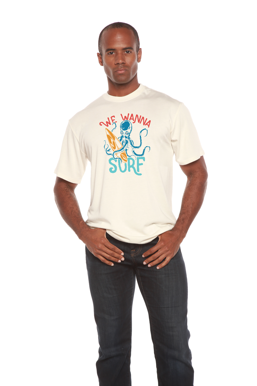 We Wanna Surf Men's Bamboo Viscose/Organic Cotton Short Sleeve Graphic T-Shirt
