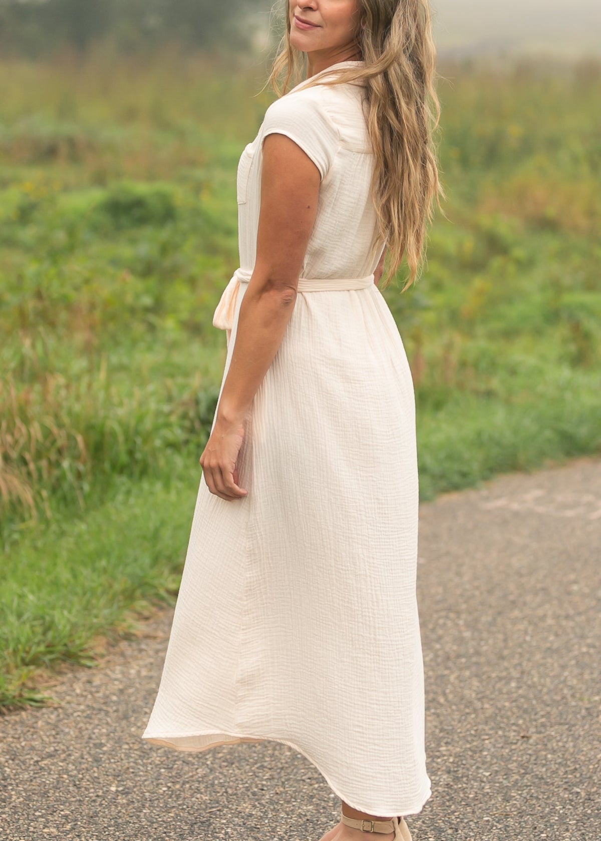 Willow Blush Pink Cotton Gauze Midi Dress