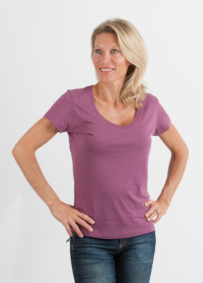 Women's Bamboo Viscose/Cotton V-Neck Cap Sleeve T-Shirt